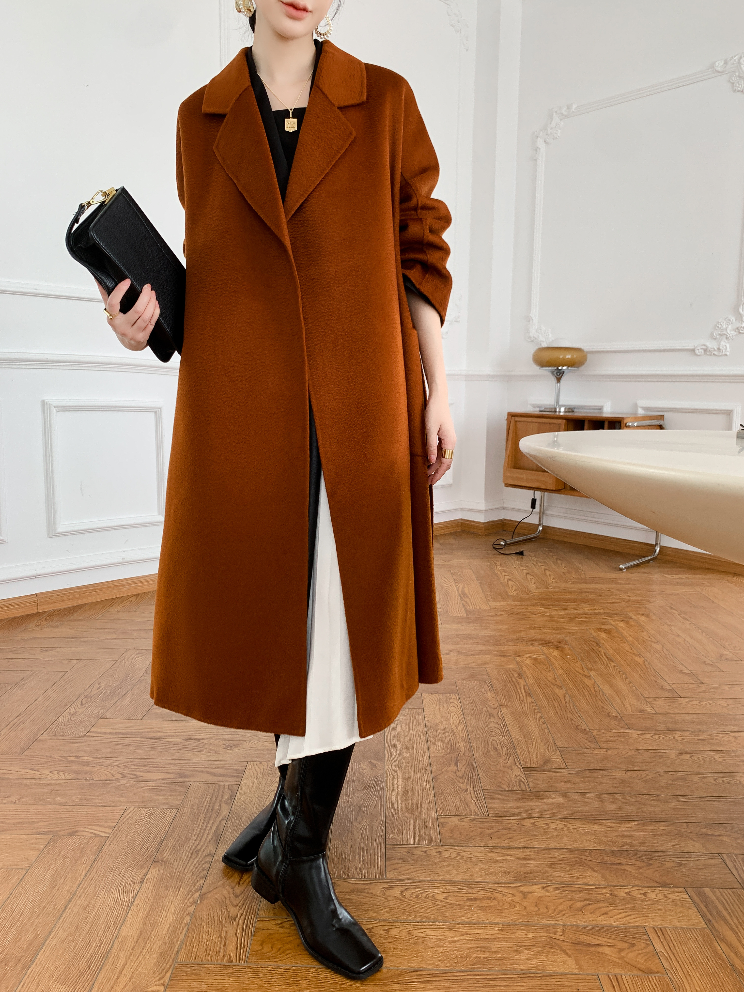 【全15色】【ウール100％】　優しい艶感あり　リバーシブル生地　手縫いコート☆オーダーメイド可