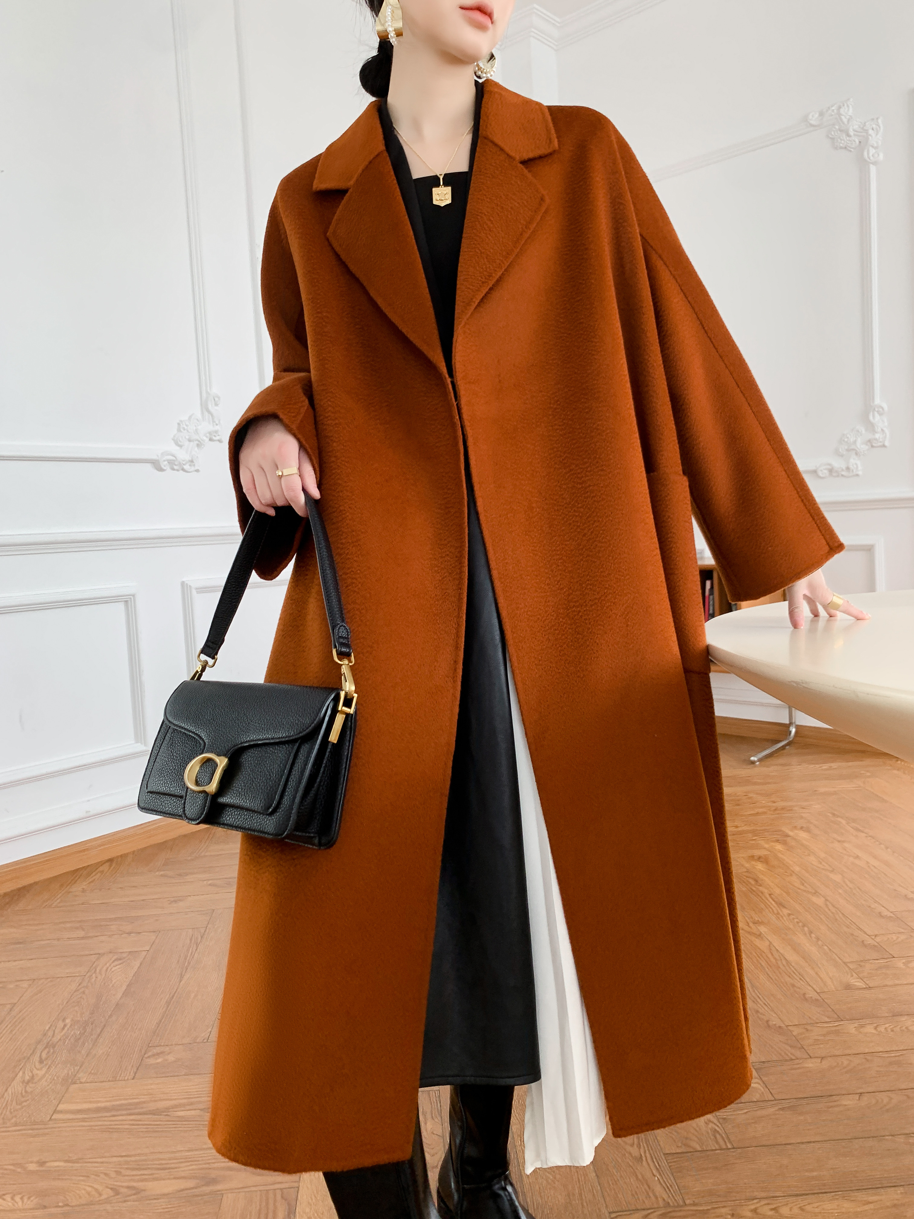 【全15色】【ウール100％】　優しい艶感あり　リバーシブル生地　手縫いコート☆オーダーメイド可