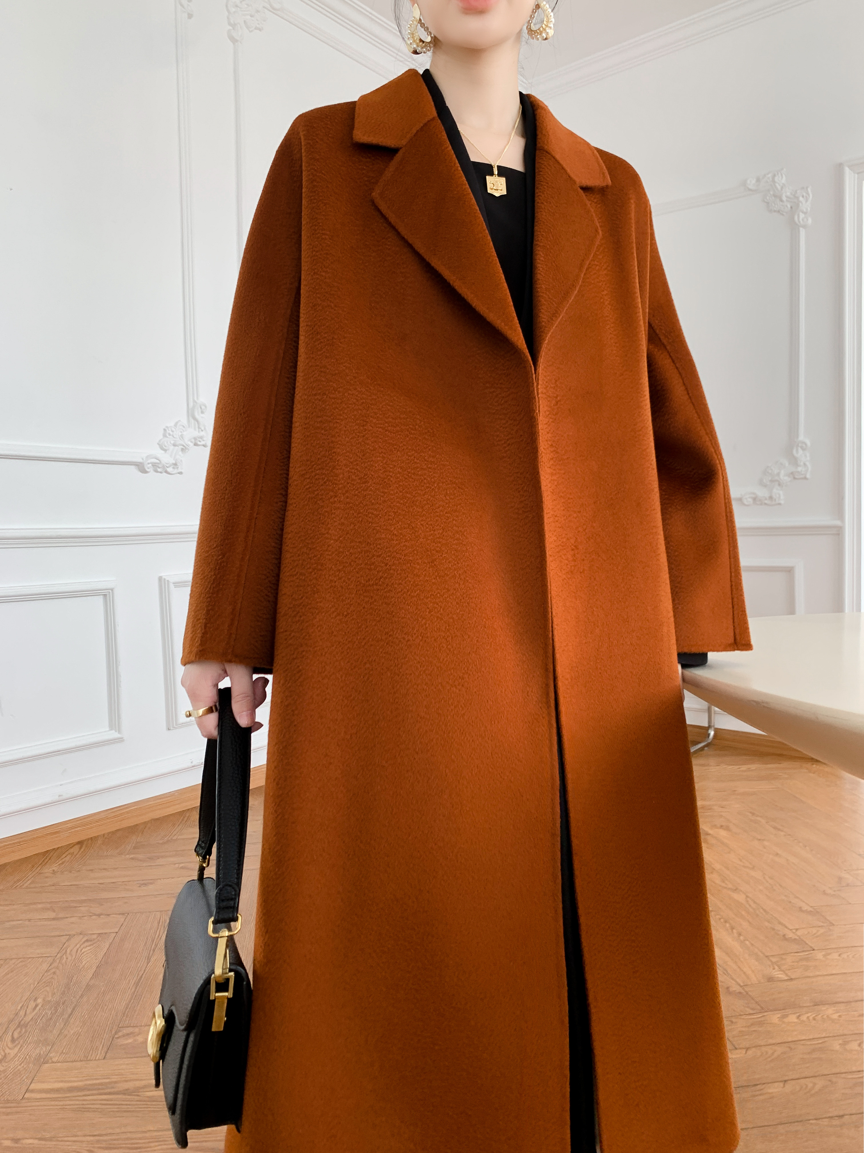 【全15色】【ウール100％】　優しい艶感あり　リバーシブル生地　手縫いコート☆オーダーメイド可