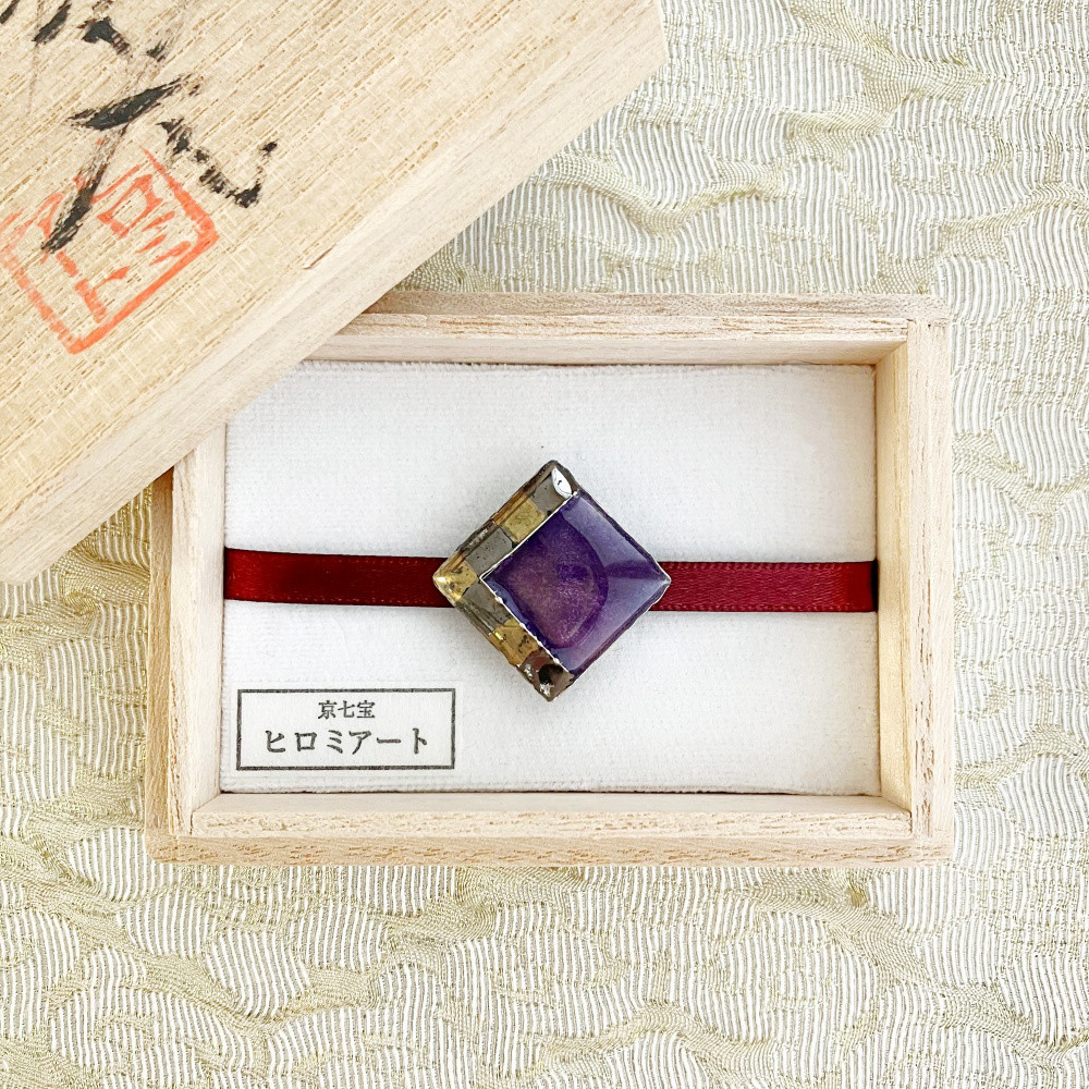 帯留め 角（紫） ｜京七宝銀有線