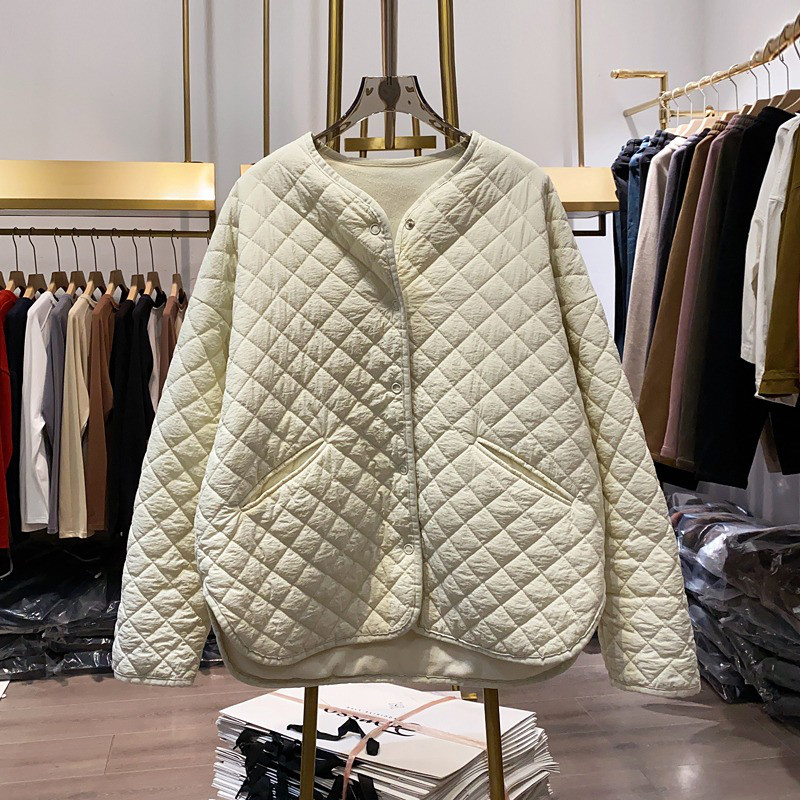 レディース キルティングジャケット 中綿 無地 ゆったり カジュアル アウター