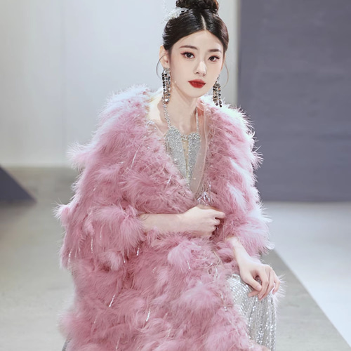 秋冬限定 ファーストール ピンク グレー DIY 肩飾り ドレス