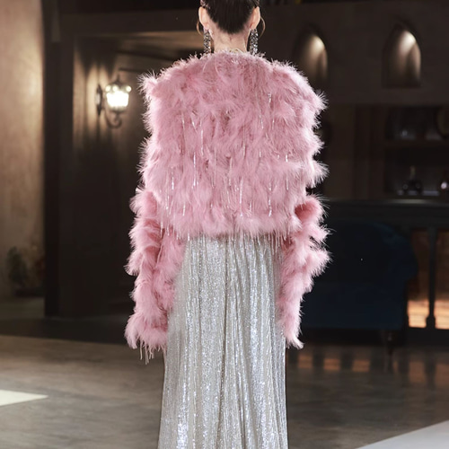 秋冬限定 ファーストール ピンク グレー DIY 肩飾り ドレス