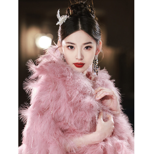 秋冬限定 ファーストール ピンク グレー DIY 肩飾り ドレス