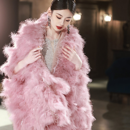 秋冬限定 ファーストール ピンク グレー DIY 肩飾り ドレス