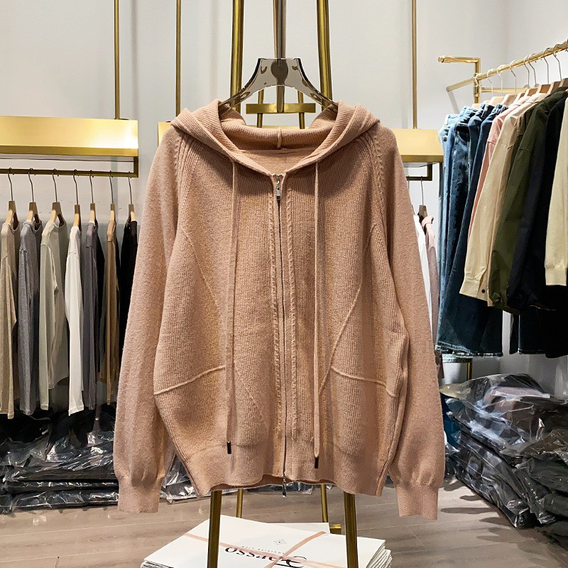 レディース フード付き ニットカーディガン 無地 カジュアル ゆったり アウター トップス