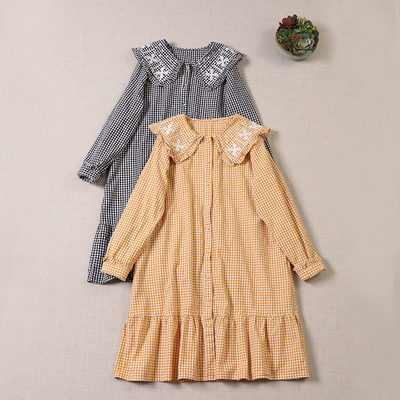 秋冬新作 スイートアゲはかない フレッシュチェック柄 フリルテールワンピースルーズフィット 万能搭載 ペチ ite 向け