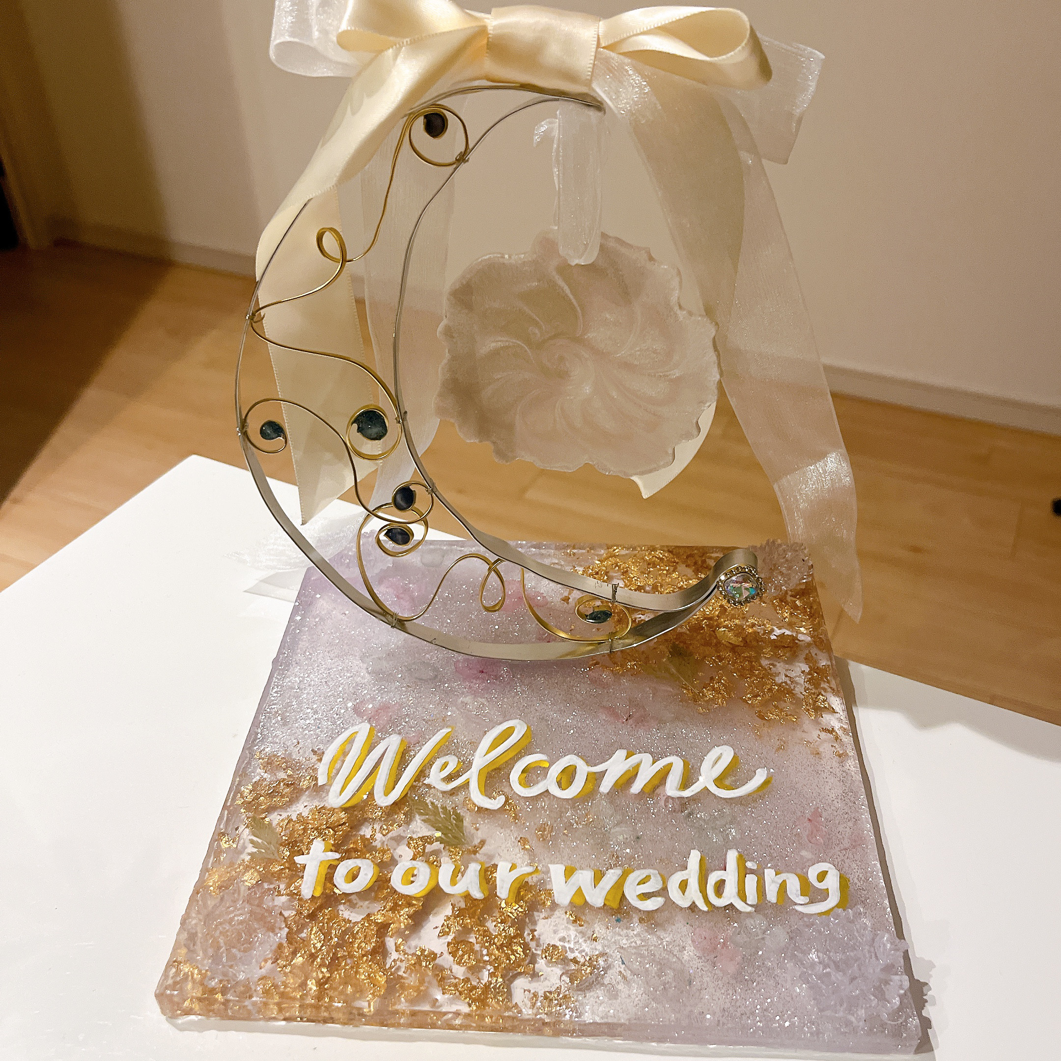 ウェディングボード　月　ウェルカムスペース　ウェディング　結婚式　結婚式アイテム　リングピロー　オーダーメイド