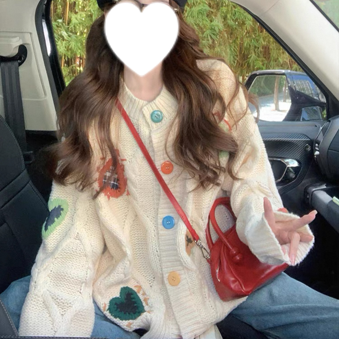 アイボリー、大人が着たいお洒落なカーディガン、手編みニットカーディガン、前開きニットセーター、防寒対策、秋冬、厚手