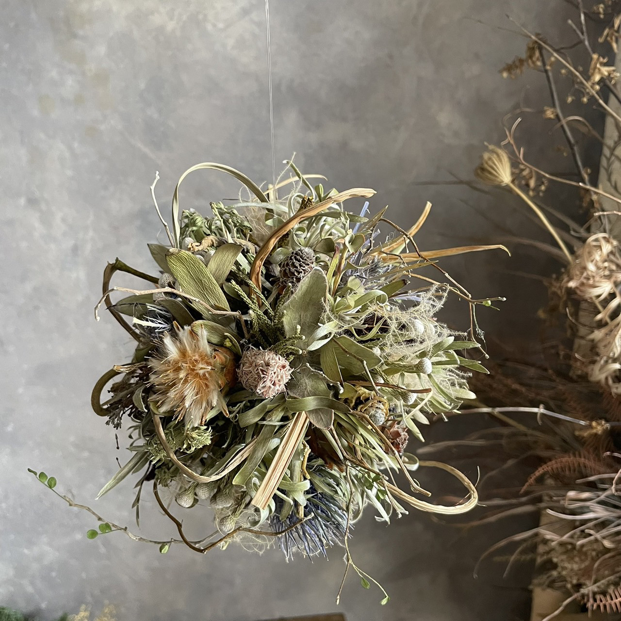 ドライフラワーハンギングボール*エリンジューム