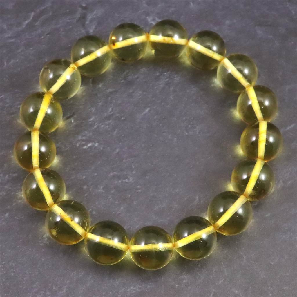 天然琥珀 バルティックアンバー 虫入り　アンバー  12mmブレスレット 16.75g #49411