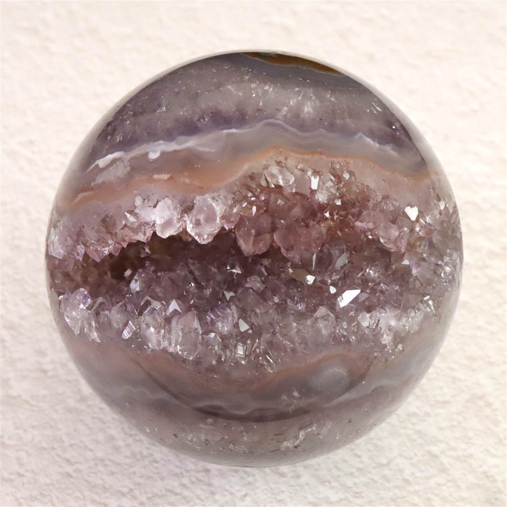 ブラジル産 アメジスト 77mmスフィア 丸玉 笑口 台付 540g #94274