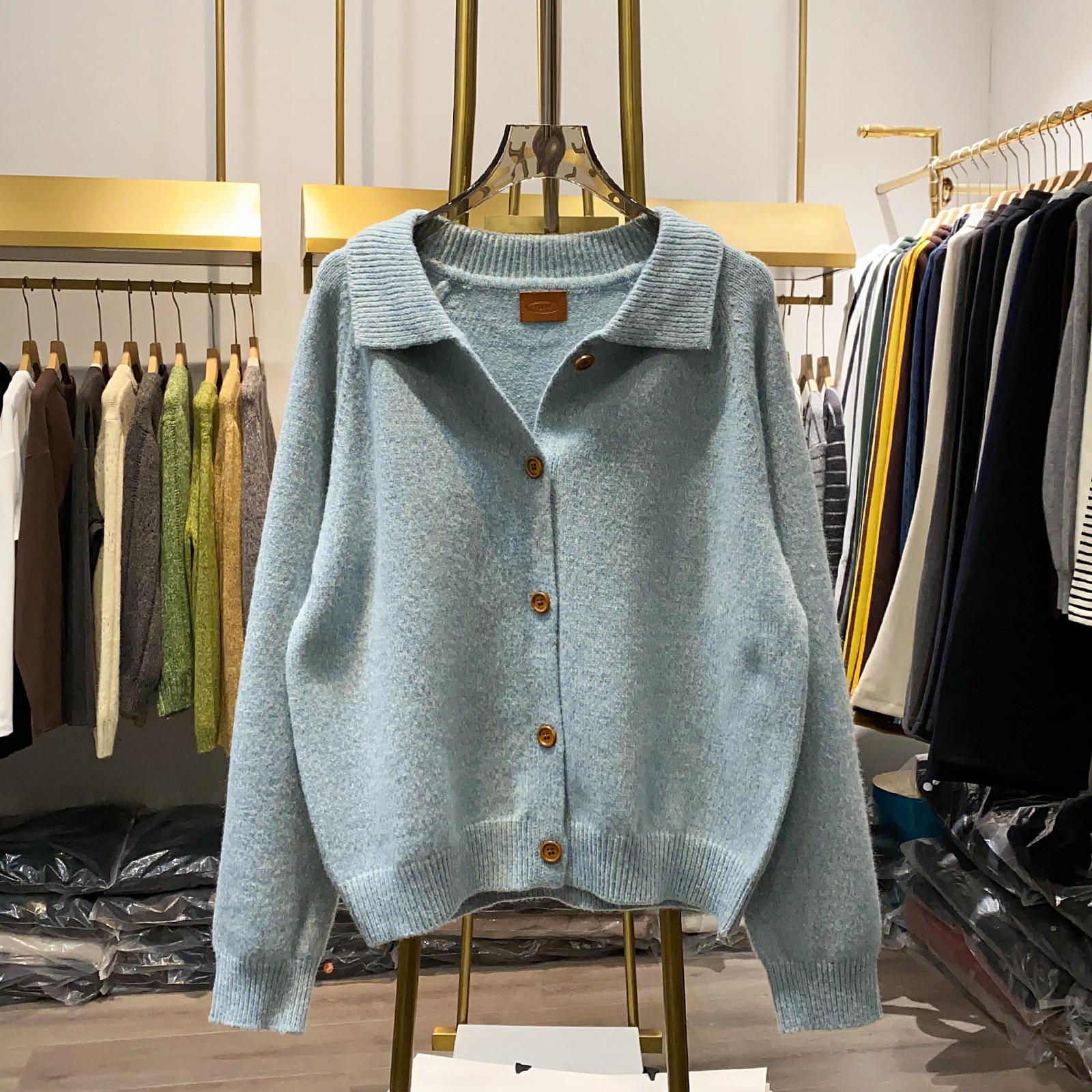 レディース 襟付き ニットカーディガン 厚手 アウター トップス 5,140円