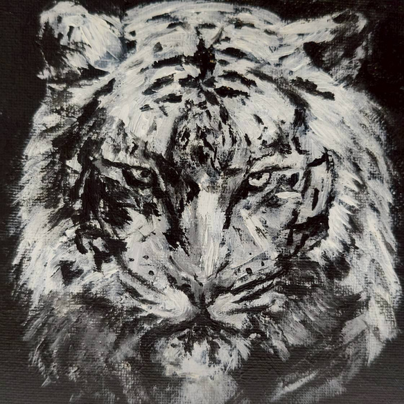 黒背景】虎 アクリル絵の具 原画 一点物 黒白 絵画 Nanasai 通販