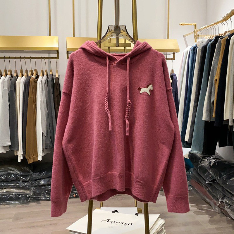 レディース フード付き ニットプルオーバー ゆったり カジュアル トップス 5,609円