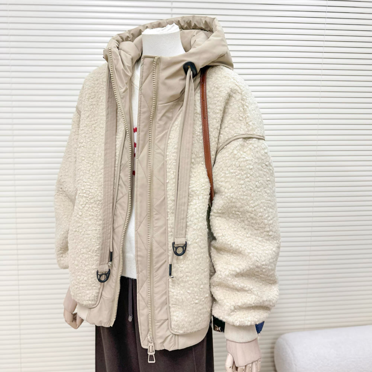 【冬支度新作】コート、レディース、 モコモコテディコート、厚手コート、秋冬コート、個性的、防寒対策