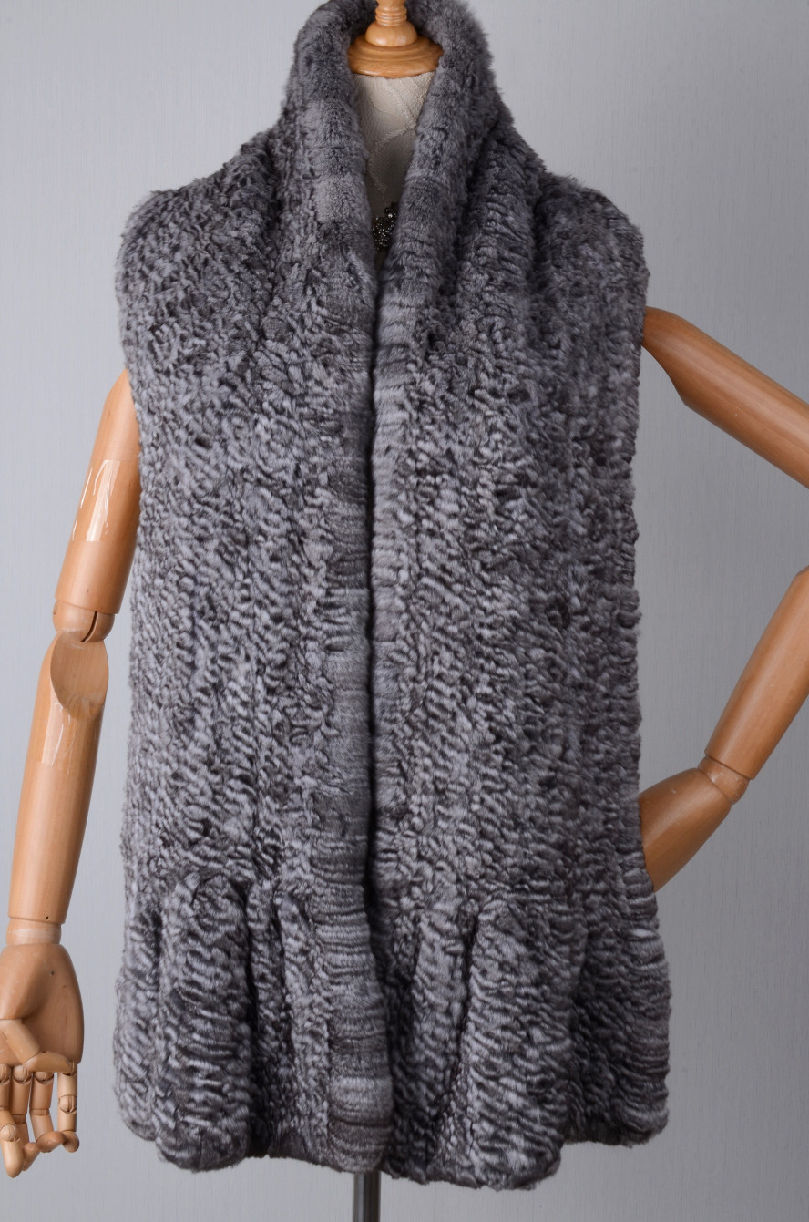 新品◆限定◆柔らかな毛皮のチンチラ編み込みロングマフラー大判 毛皮リアルファー