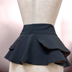 リバーシブル 黒裏ピンク フリル サッシュベルト リボン W67〜87cm 太ベルト 着物リメイク リボン N71109 4枚目の画像