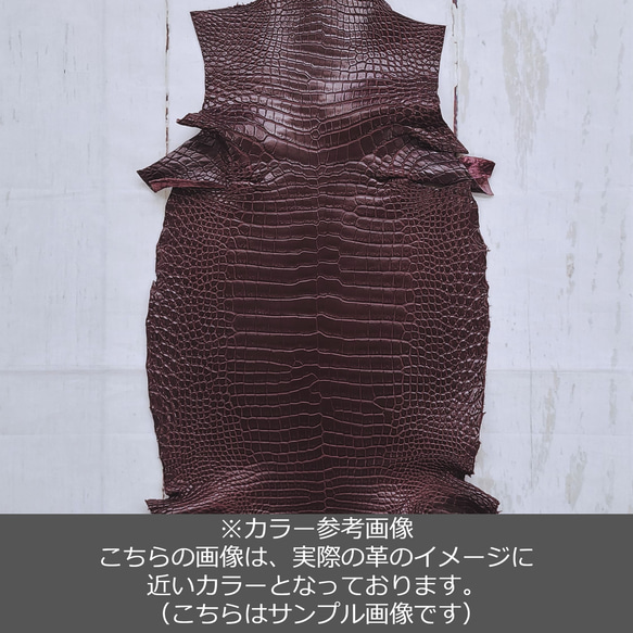 ワニ革 クロコ 半艶マット  ボルドー　No.C008984 2枚目の画像
