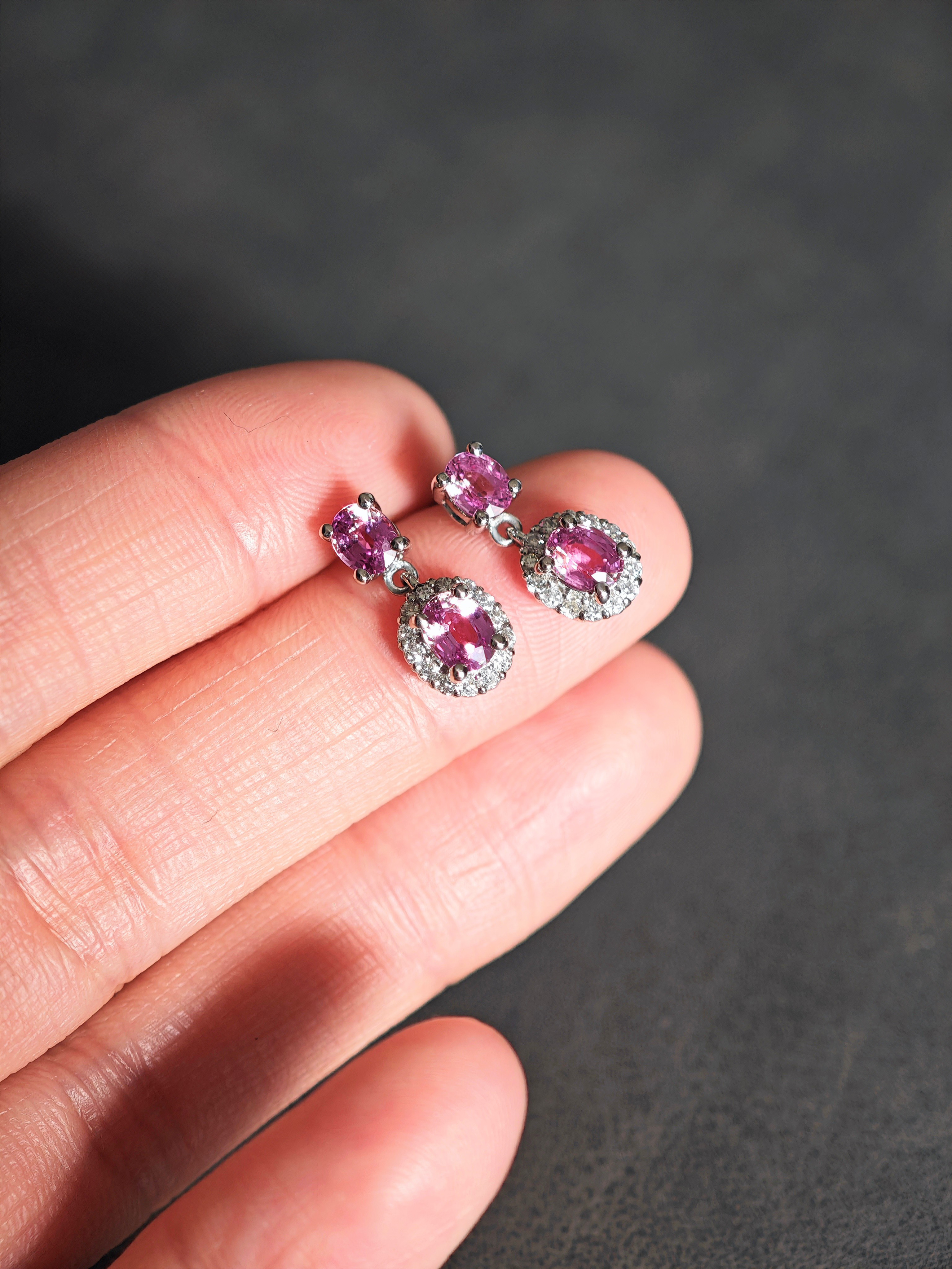 天然ピンクサファイア 天然ダイヤモンド　ピアス