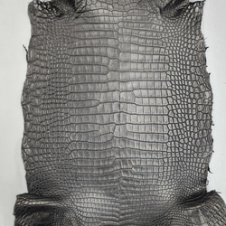 ワニ革 クロコ 半艶マット  黒　No.C009007 3枚目の画像