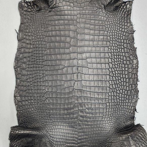 ワニ革 クロコ 半艶マット  黒　No.C009007 3枚目の画像