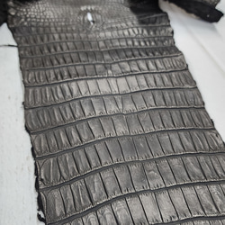 ワニ革 クロコ 半艶マット  黒　No.C009007 15枚目の画像