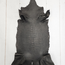 ワニ革 クロコ 半艶マット  黒　No.C009007 1枚目の画像