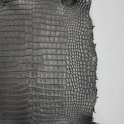 ワニ革 クロコ 半艶マット  黒　No.C009007 14枚目の画像