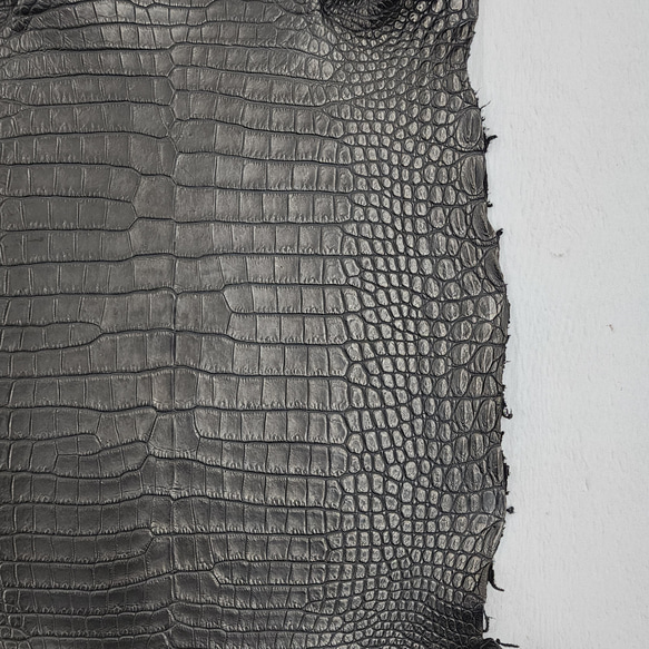 ワニ革 クロコ 半艶マット  黒　No.C009007 14枚目の画像