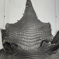 ワニ革 クロコ 半艶マット  黒　No.C009007 2枚目の画像