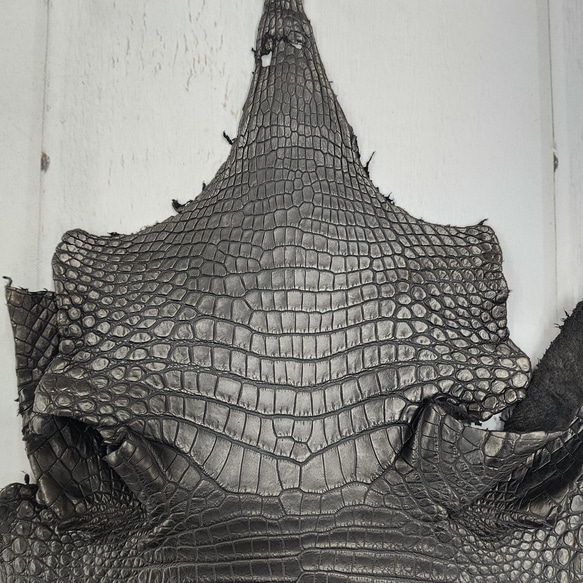 ワニ革 クロコ 半艶マット  黒　No.C009007 2枚目の画像