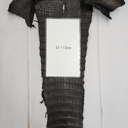 ワニ革 クロコ 半艶マット  黒　No.C009007 8枚目の画像