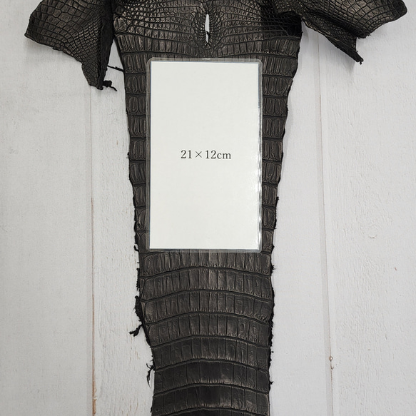 ワニ革 クロコ 半艶マット  黒　No.C009007 8枚目の画像