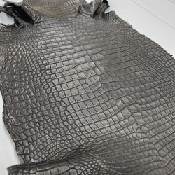 ワニ革 クロコ 半艶マット  黒　No.C009007 12枚目の画像