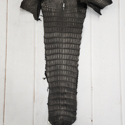 ワニ革 クロコ 半艶マット  黒　No.C009007 4枚目の画像