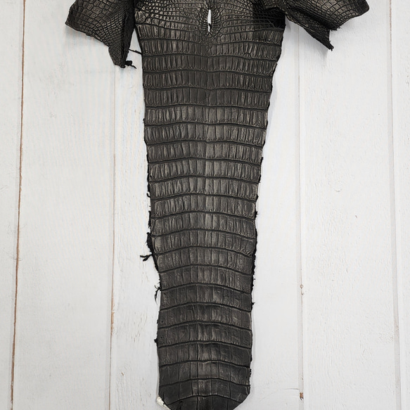 ワニ革 クロコ 半艶マット  黒　No.C009007 4枚目の画像