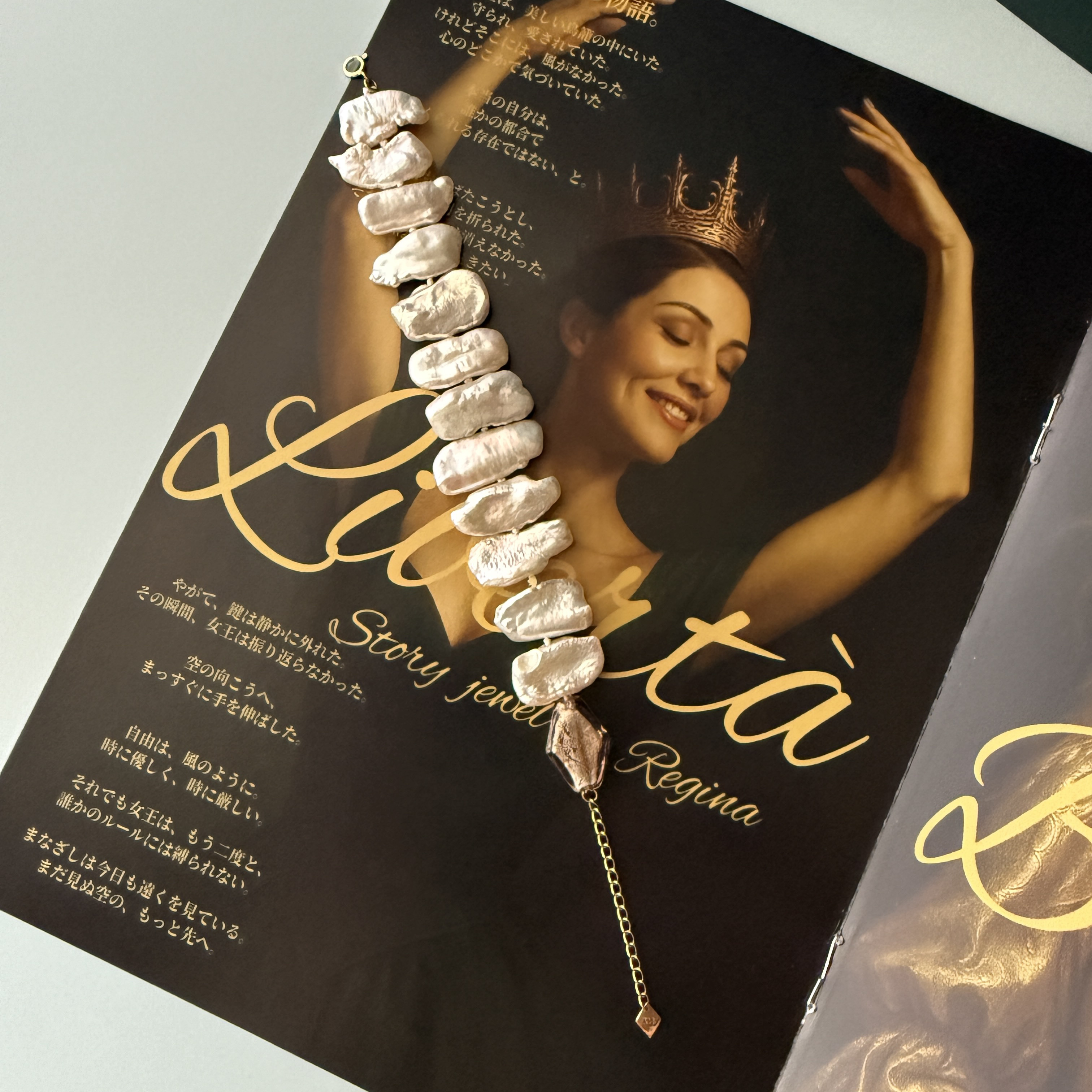 K18 × バロックパール ブレスレット｜自由の女王（Short）