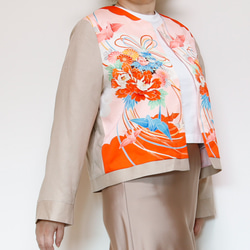 【１点もの】KIMONO CREW NECK JACKET  -ヴィンテージ着物を使ったクルーネックジャケット 9枚目の画像