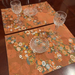 豪華刺繍 花嫁衣装の丸帯から作ったタッセル付き正絹テーブルランナー