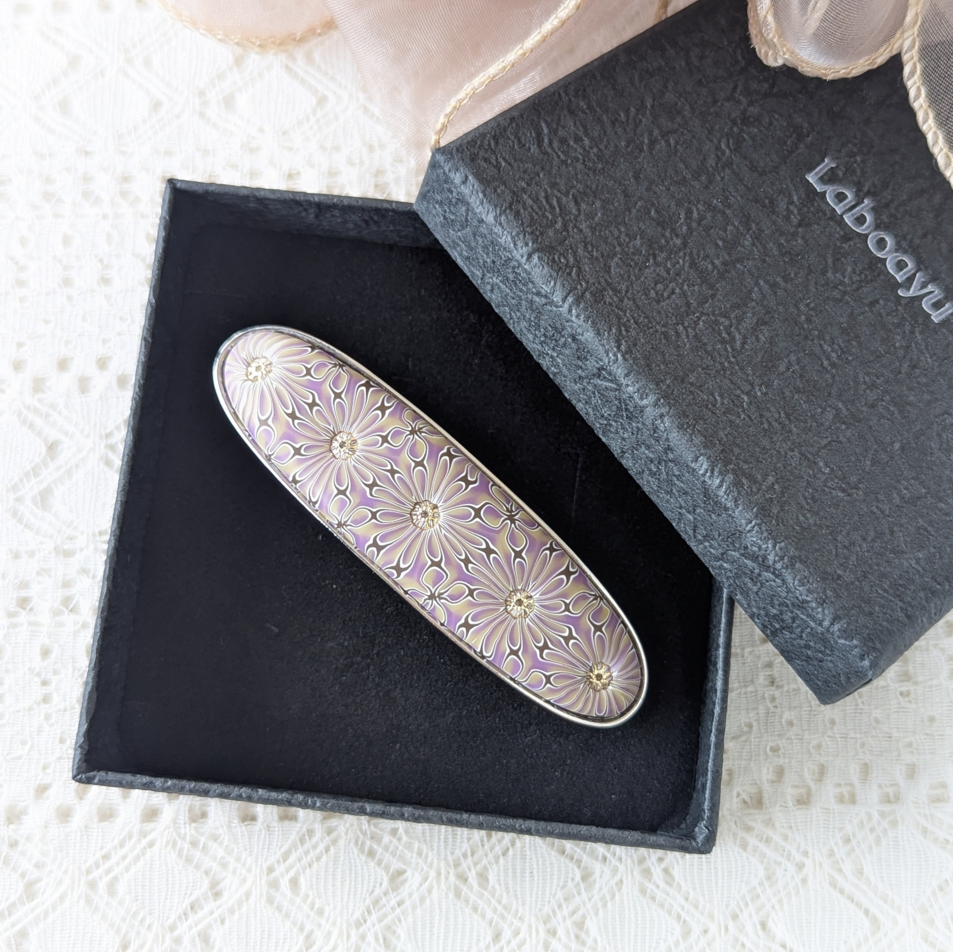 バレッタ大〈万華・鶸色×梅鼠〉Pointタイプ