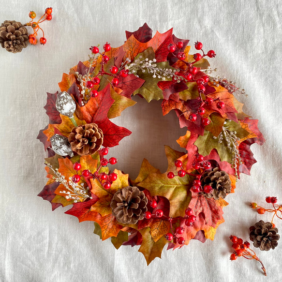 紅葉楓のリース 〜サンキライのリース〜 クリスマスリース・秋リース