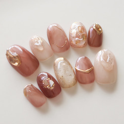 キャラメルブラウンニュアンスネイル◇ネイルチップ【casual-No.75