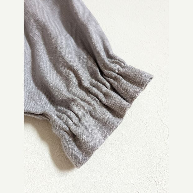 スタンドフリル　スキッパー　プルオーバー　ブラウス　リネン