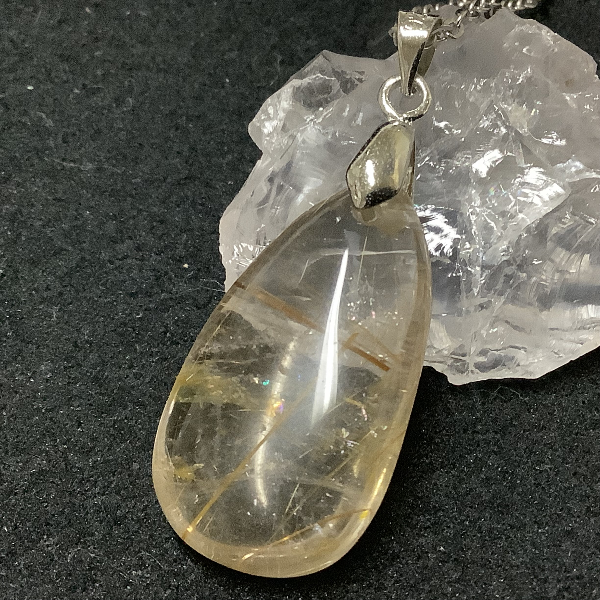 一点物☆ ヒーリングストーン 天然石 虹入り ルチルクォーツ ネックレス 4,756円