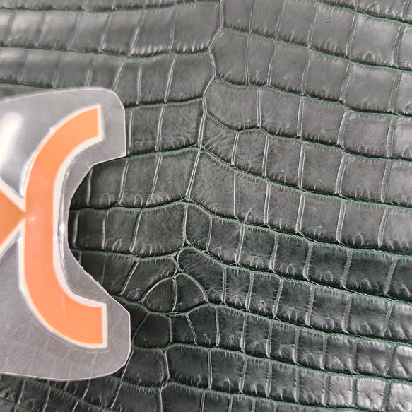 ワニ革　クロコ  半艶マット  ダークキプロス　No.C008771 11枚目の画像