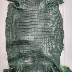 ワニ革　クロコ  半艶マット  ダークキプロス　No.C008771 4枚目の画像