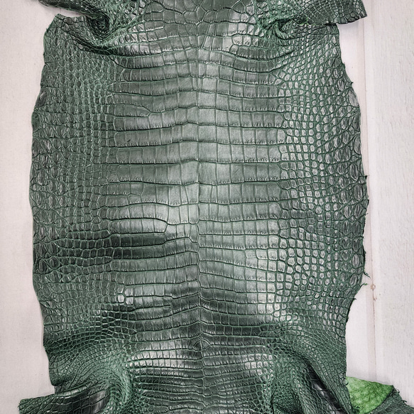 ワニ革　クロコ  半艶マット  ダークキプロス　No.C008771 4枚目の画像