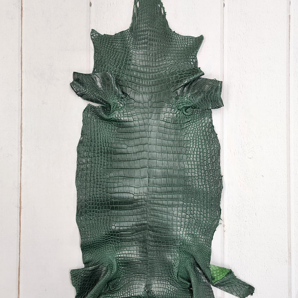 ワニ革　クロコ  半艶マット  ダークキプロス　No.C008771 1枚目の画像