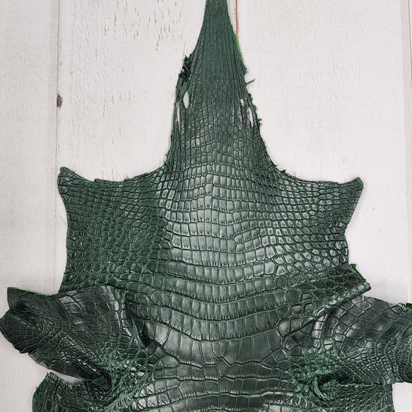 ワニ革　クロコ  半艶マット  ダークキプロス　No.C008771 3枚目の画像